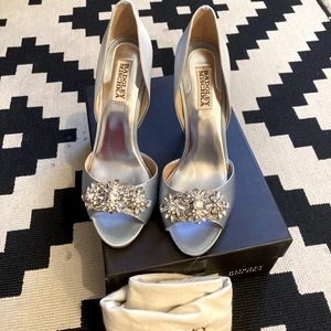 Badgley Mischka blue rhinestone heels, 8